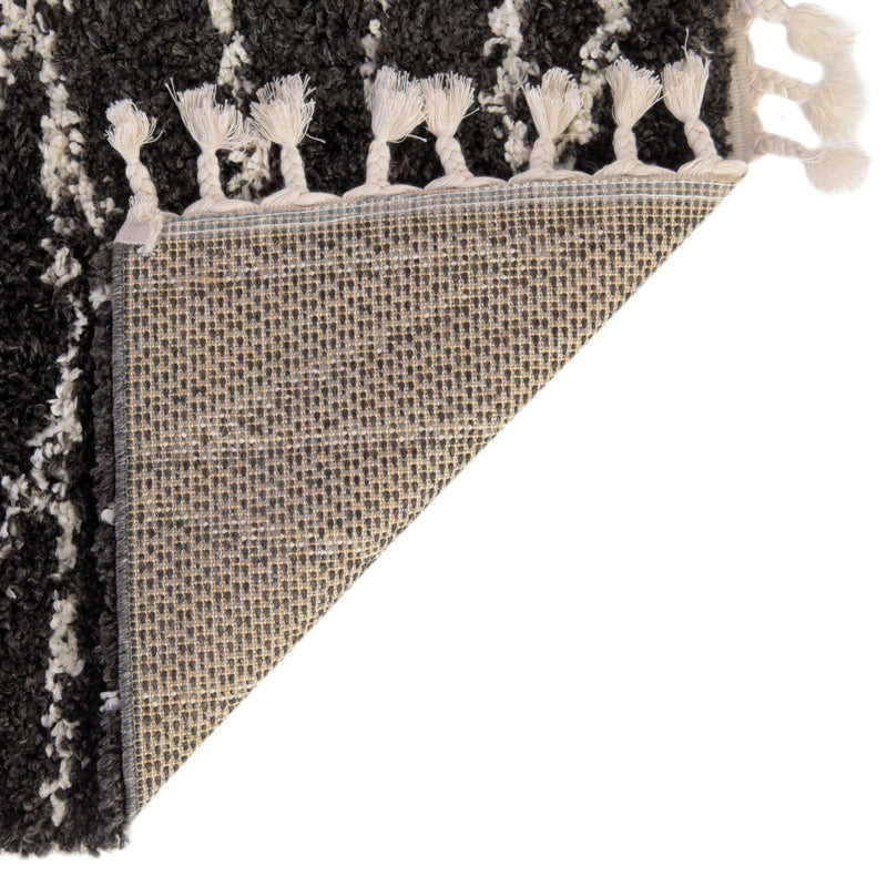 Tranquil Tides Shag Collection Area Rug -  Frost Runner Black and White  lifestyle 85