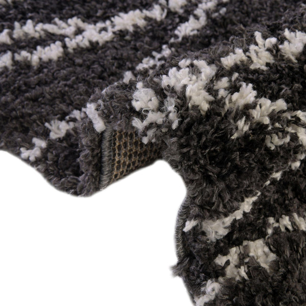 Tranquil Tides Shag Collection Area Rug -  Frost Runner Black and White  lifestyle 90