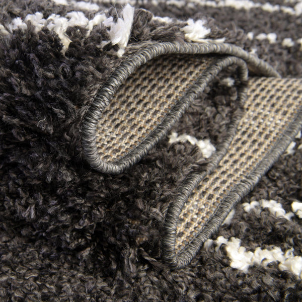 Tranquil Tides Shag Collection Area Rug -  Frost Runner Black and White  lifestyle 105