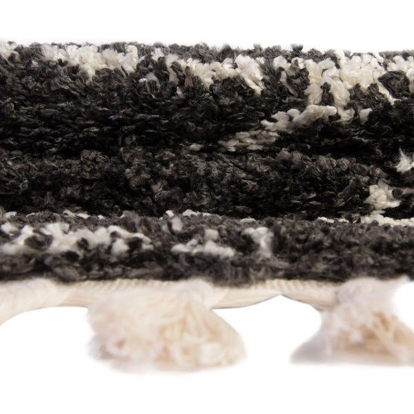 Tranquil Tides Shag Collection Area Rug -  Frost Runner Black and White  lifestyle 110