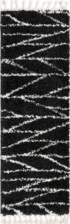 Tranquil Tides Shag Collection Area Rug -  Frost Runner Black and White  lifestyle 31