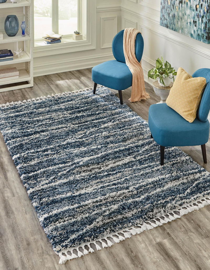 Tranquil Tides Shag Collection Area Rug -  Frost Rectangle Blue  lifestyle 3