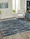 Tranquil Tides Shag Collection Area Rug -  Frost Square Blue  lifestyle 48