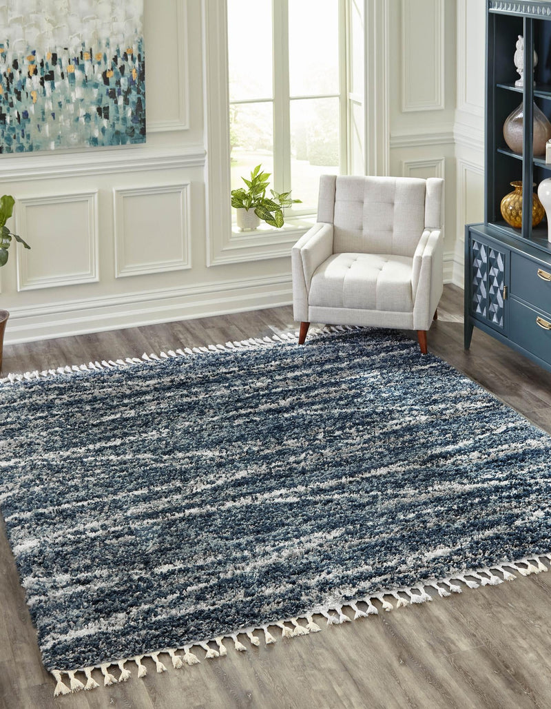Tranquil Tides Shag Collection Area Rug -  Frost Square Blue  lifestyle 48
