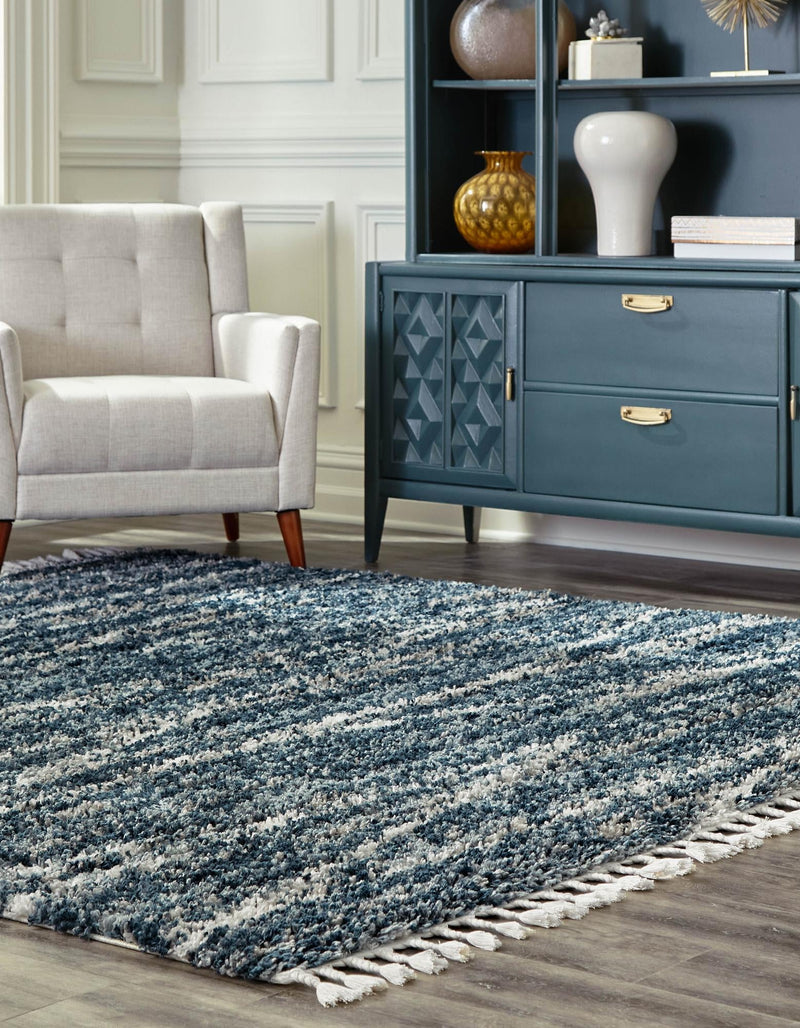 Tranquil Tides Shag Collection Area Rug -  Frost Square Blue  lifestyle 64