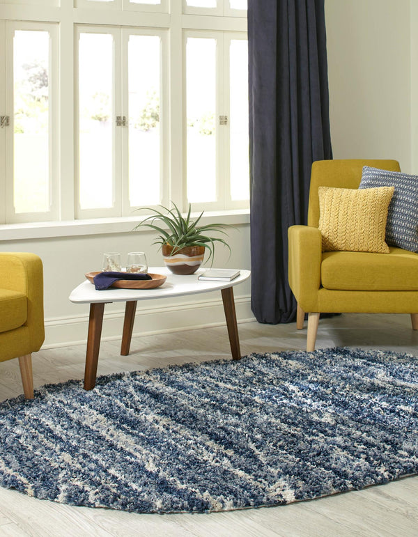 Tranquil Tides Shag Collection Area Rug -  Frost Oval Blue  lifestyle 41