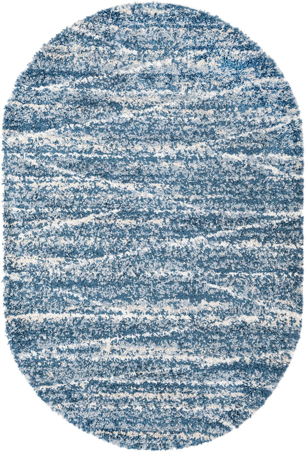 Tranquil Tides Shag Collection Area Rug -  Frost Oval Blue  lifestyle 25