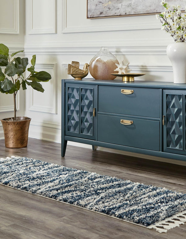 Tranquil Tides Shag Collection Area Rug -  Frost Runner Blue  lifestyle 65
