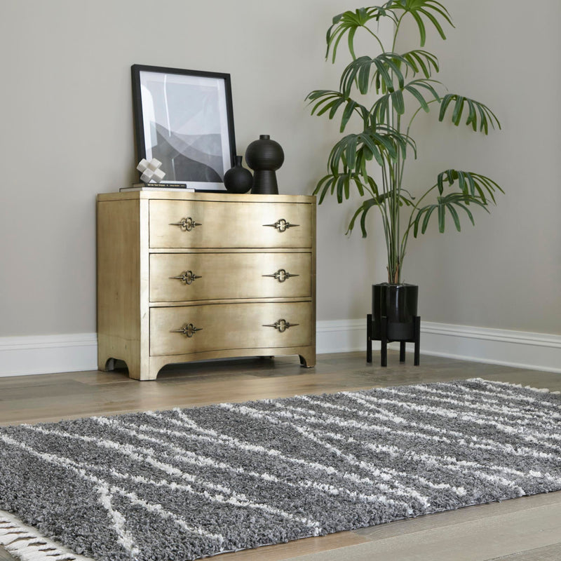 Tranquil Tides Shag Collection Area Rug -  Frost Rectangle Gray  lifestyle 23