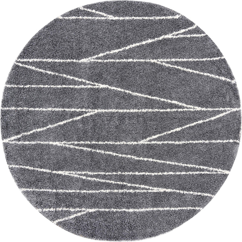 Tranquil Tides Shag Collection Area Rug -  Frost Round Gray  lifestyle 26