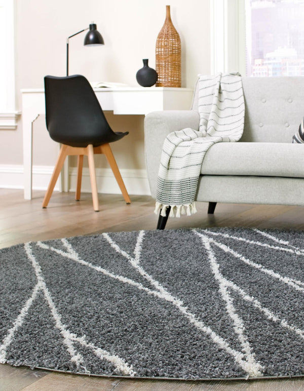 Tranquil Tides Shag Collection Area Rug -  Frost Round Gray  lifestyle 42