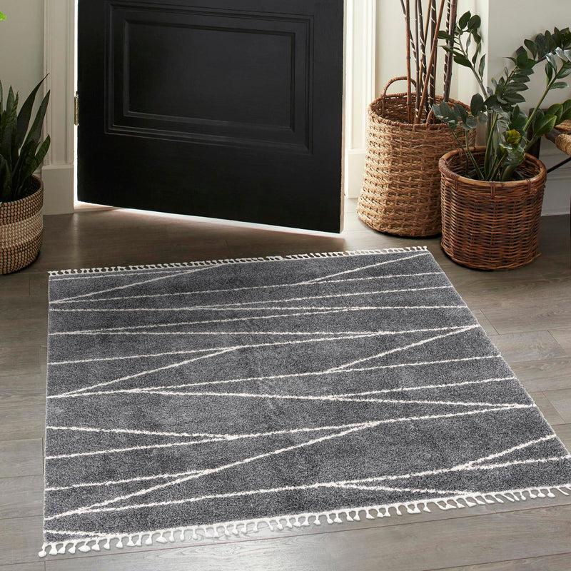 Tranquil Tides Shag Collection Area Rug -  Frost Square Gray  lifestyle 111