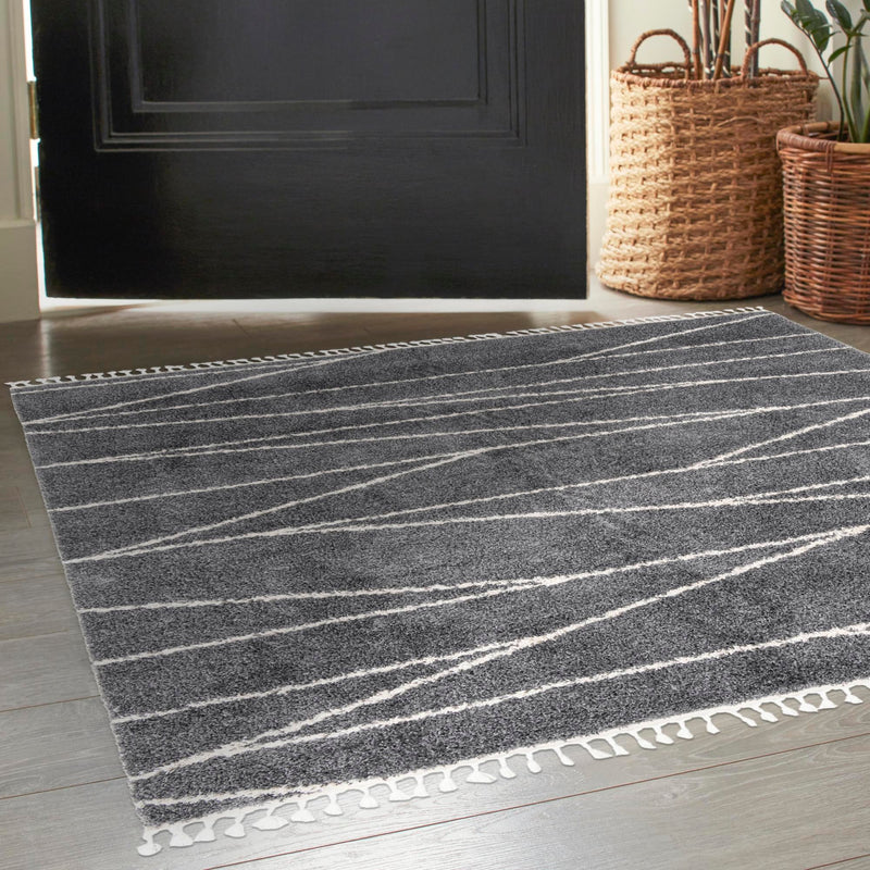 Tranquil Tides Shag Collection Area Rug -  Frost Square Gray  lifestyle 113