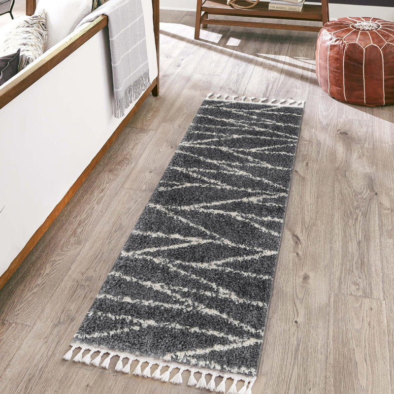 Tranquil Tides Shag Collection Area Rug -  Frost Runner Gray  lifestyle 112