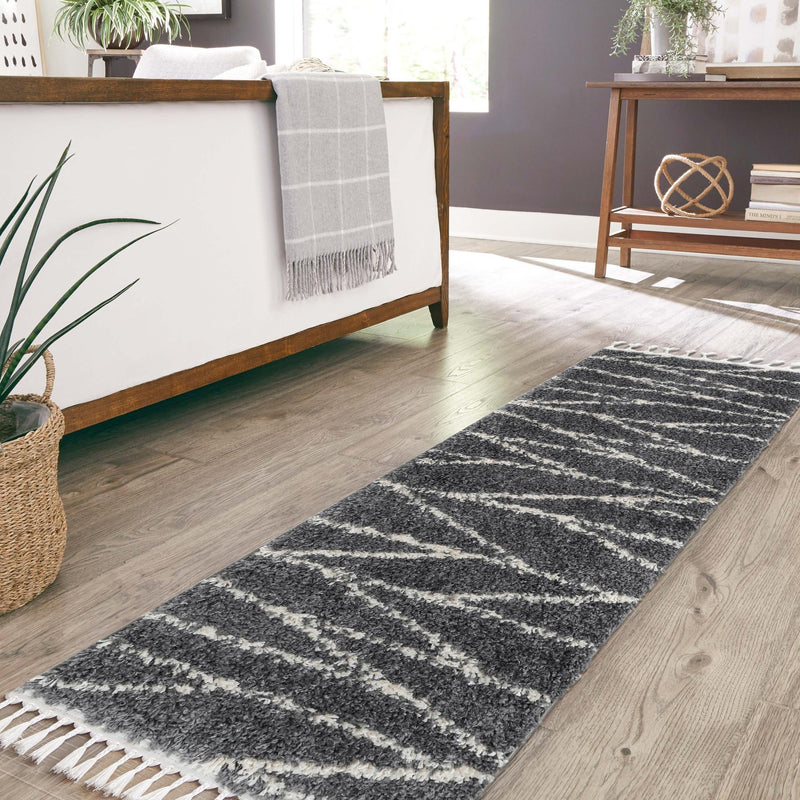 Tranquil Tides Shag Collection Area Rug -  Frost Runner Gray  lifestyle 114
