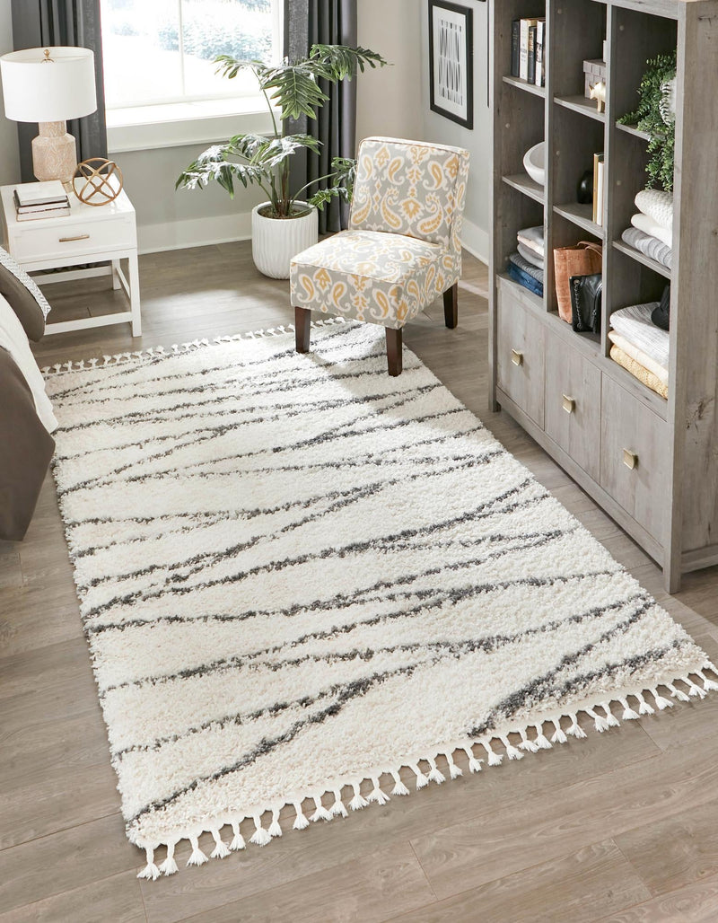 Tranquil Tides Shag Collection Area Rug -  Frost Rectangle White  lifestyle 7