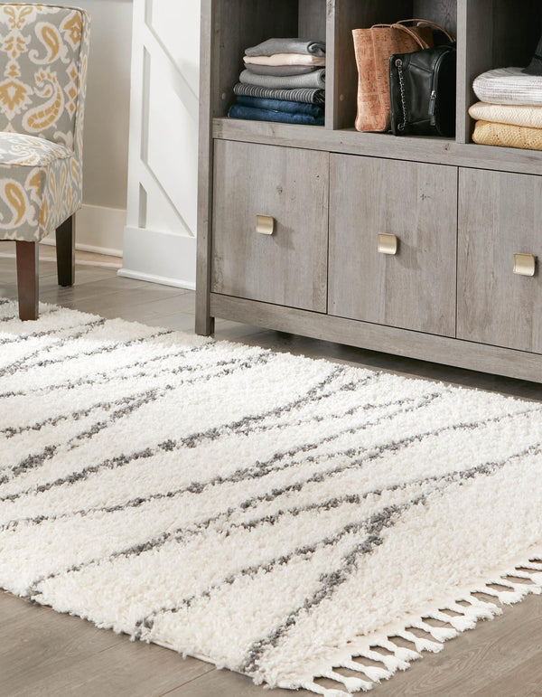 Tranquil Tides Shag Collection Area Rug -  Frost Rectangle White  lifestyle 11