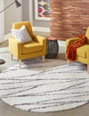 Tranquil Tides Shag Collection Area Rug -  Frost Round White  lifestyle 51