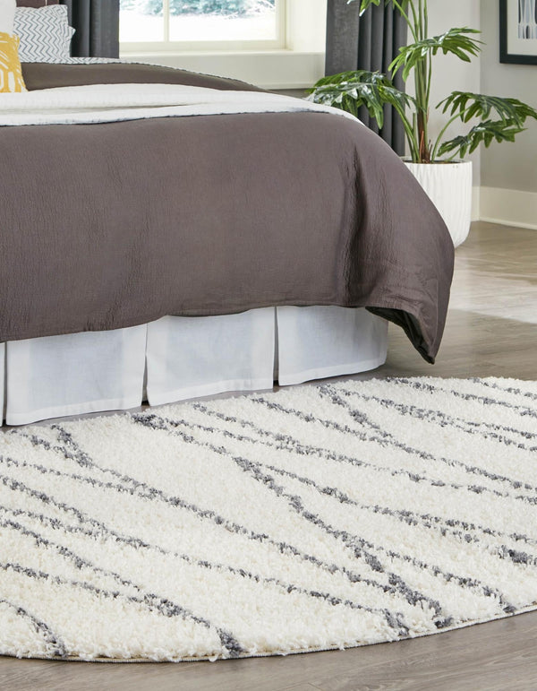 Tranquil Tides Shag Collection Area Rug -  Frost Oval White  lifestyle 68