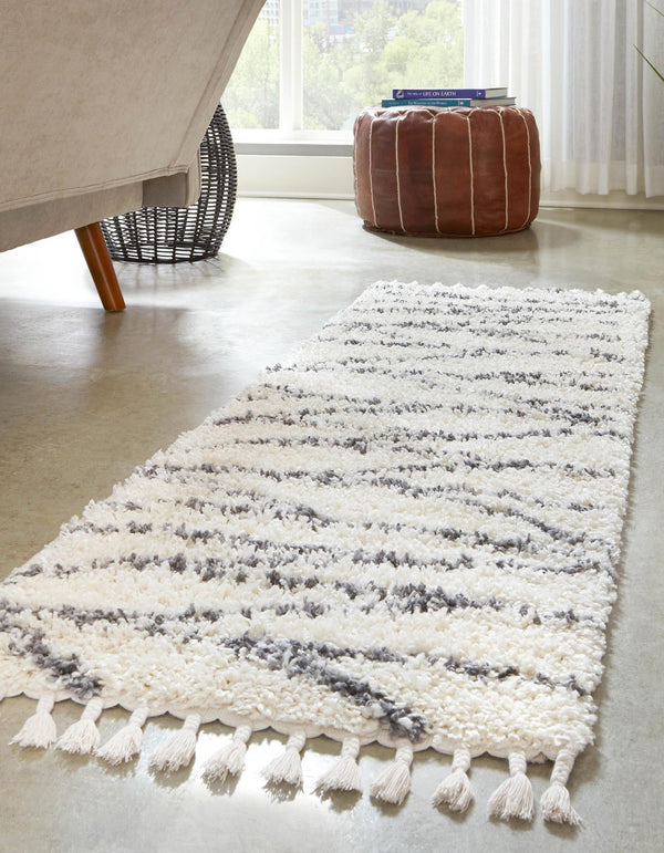 Tranquil Tides Shag Collection Area Rug -  Frost Runner White  lifestyle 69