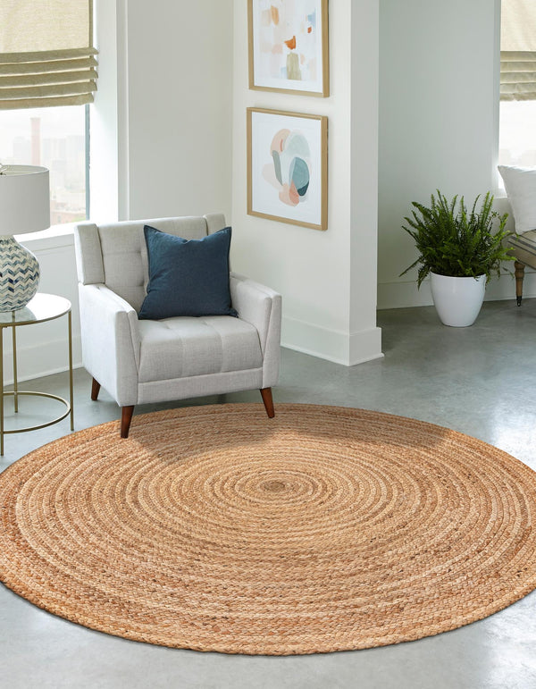 Woven Seaside Elegance Collection Area Rug - Coastline Round Natural  lifestyle 33