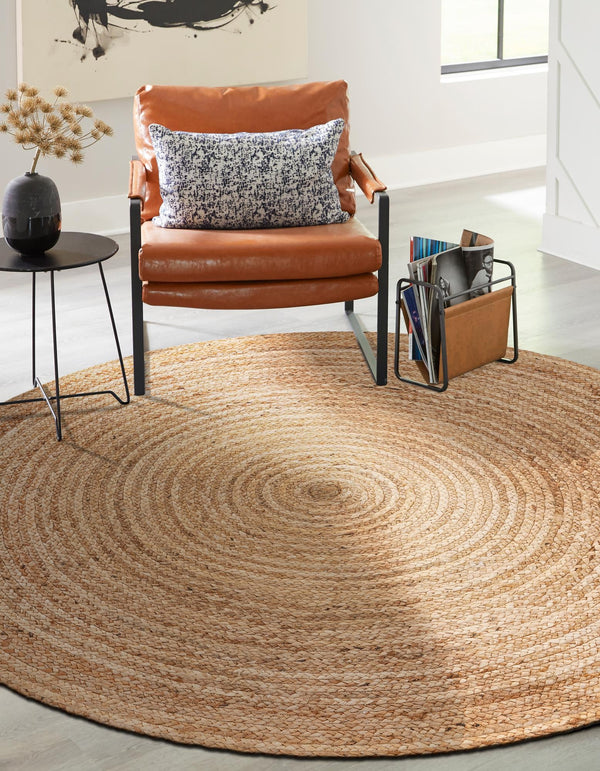 Woven Seaside Elegance Collection Area Rug - Coastline Round Natural  lifestyle 36