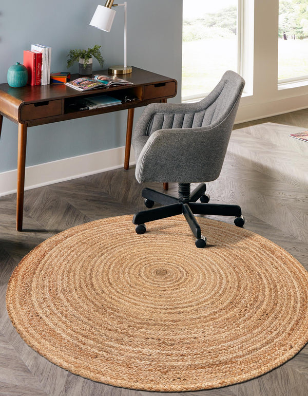 Woven Seaside Elegance Collection Area Rug - Coastline Round Natural  lifestyle 39
