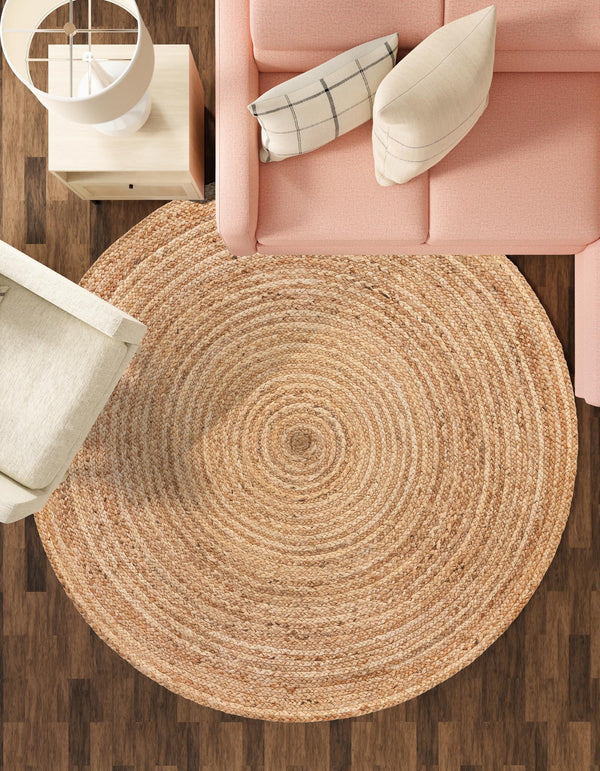 Woven Seaside Elegance Collection Area Rug - Coastline Round Natural  lifestyle 42