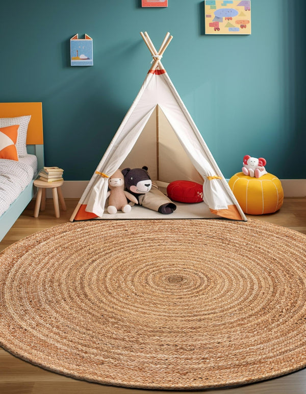 Woven Seaside Elegance Collection Area Rug - Coastline Round Natural  lifestyle 45