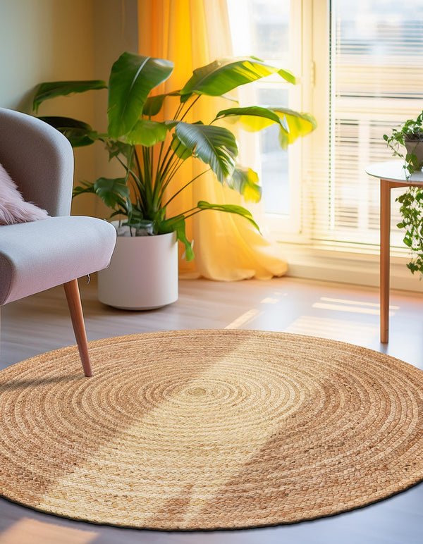 Woven Seaside Elegance Collection Area Rug - Coastline Round Natural  lifestyle 48
