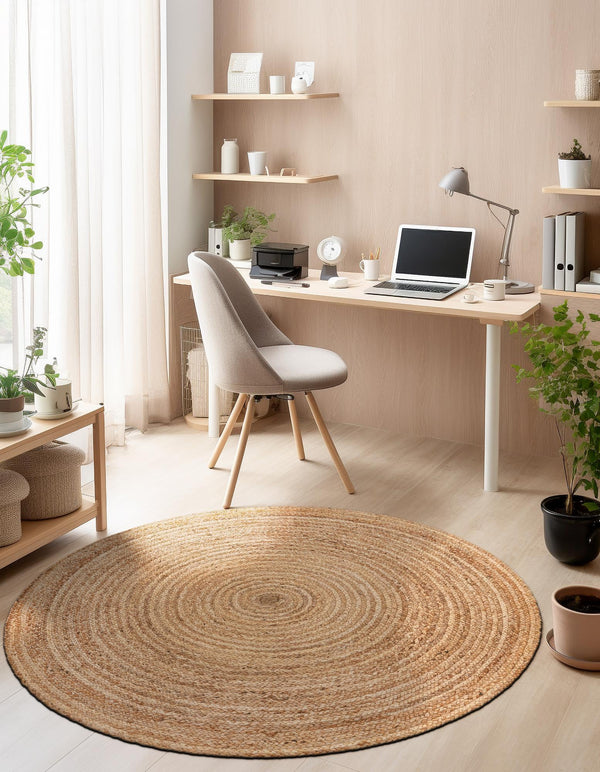 Woven Seaside Elegance Collection Area Rug - Coastline Round Natural  lifestyle 51