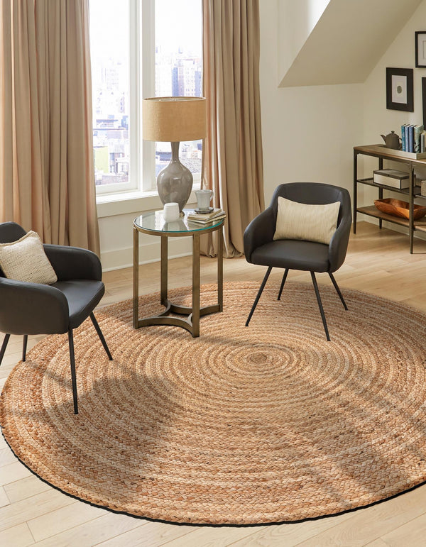 Woven Seaside Elegance Collection Area Rug - Coastline Round Natural  lifestyle 54