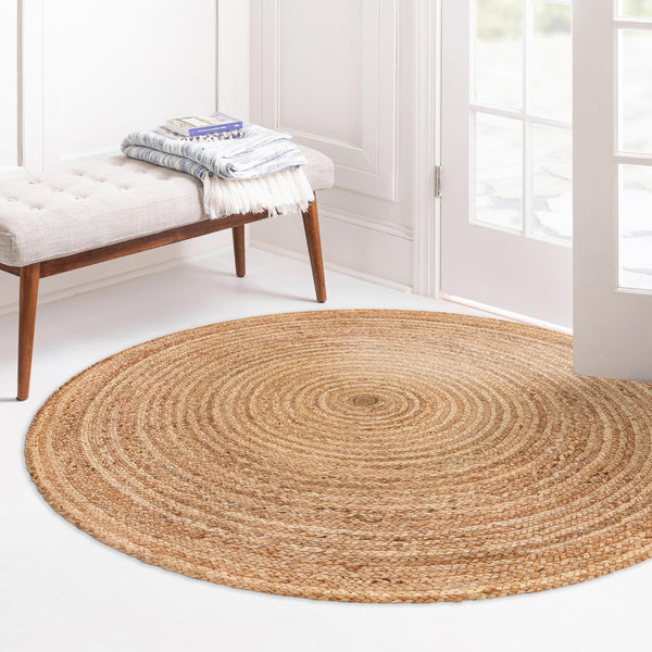 Woven Seaside Elegance Collection Area Rug - Coastline Round Natural  lifestyle 104