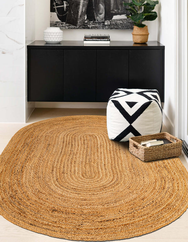 Woven Seaside Elegance Collection Area Rug - Coastline Oval Natural  lifestyle 34