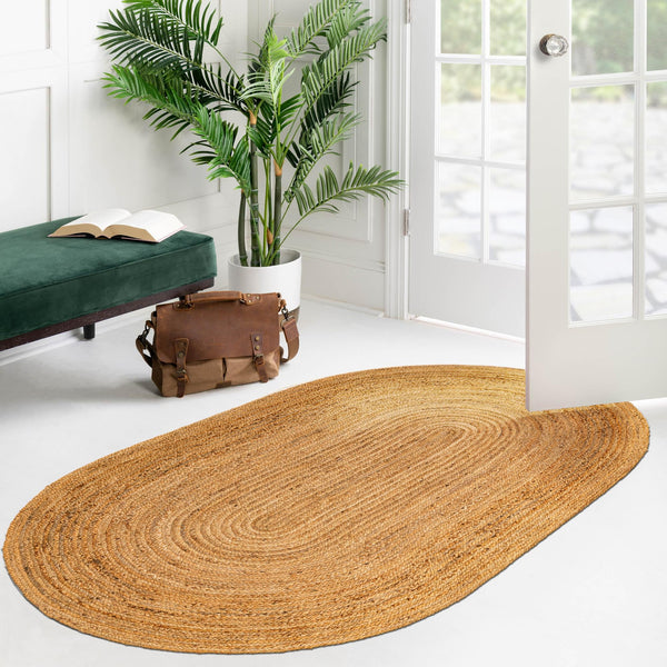 Woven Seaside Elegance Collection Area Rug - Coastline Oval Natural  lifestyle 105