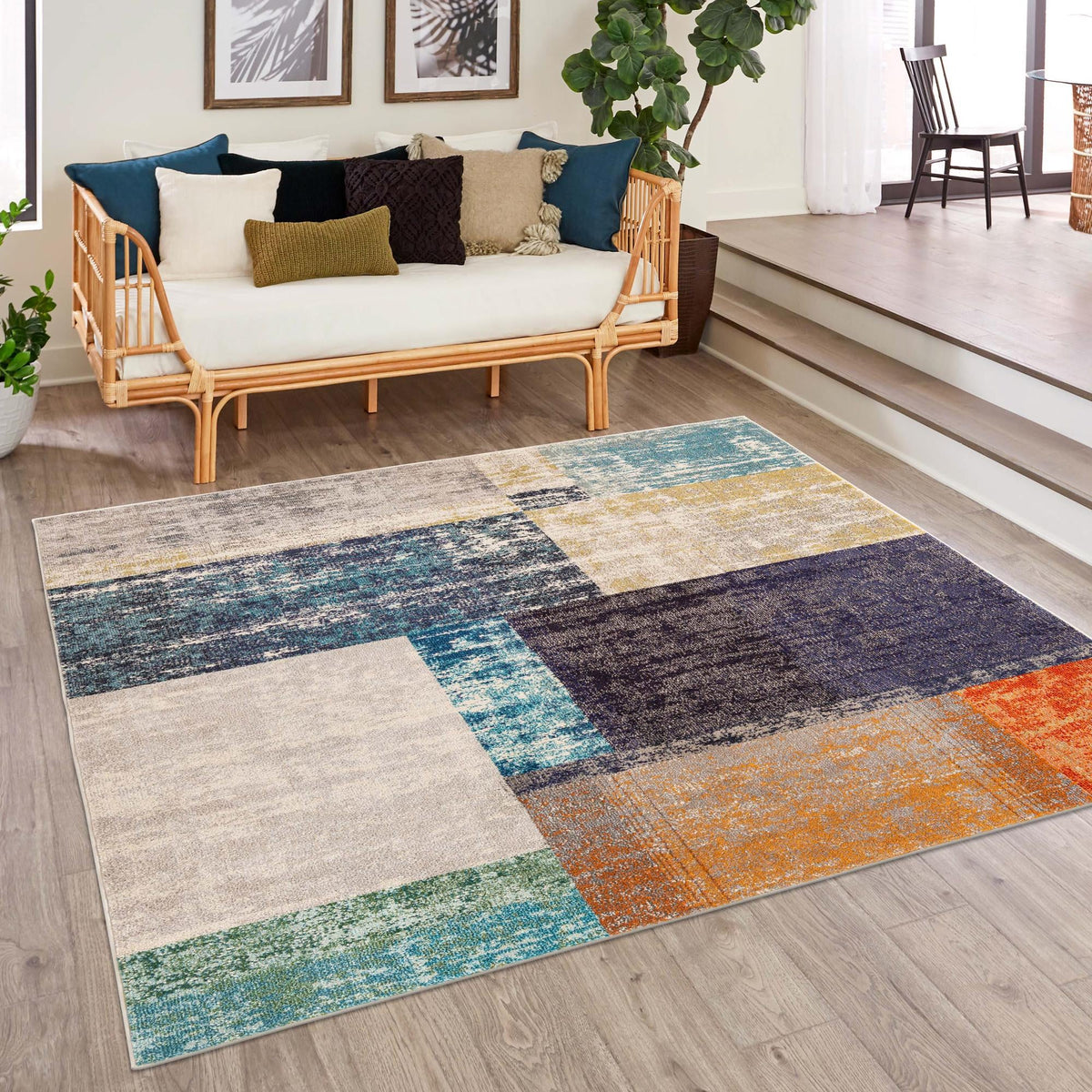 Colorburst Oasis Collection Area Rug - Palette Square Multi  lifestyle 51