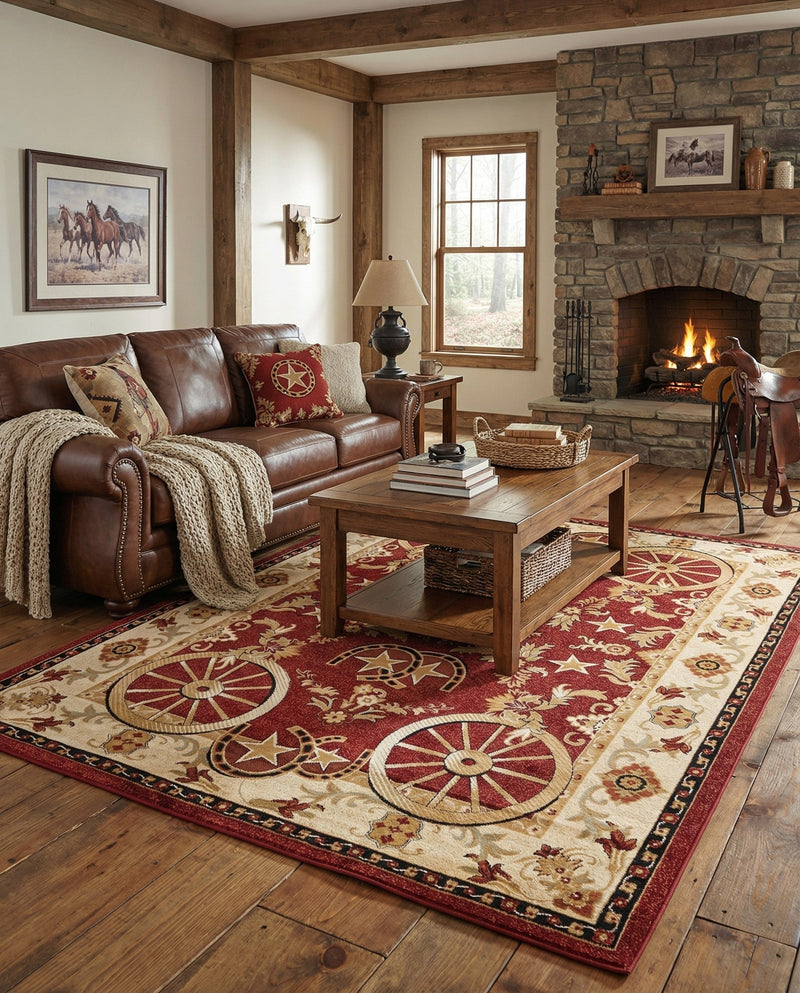 Frontier Trails Collection Area Rug -  Onyx Rectangle Red  lifestyle 40