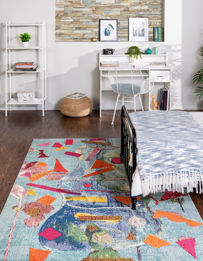Colorburst Oasis Collection Area Rug -  Fresco Rectangle Aqua  lifestyle 3