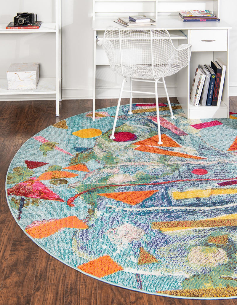 Colorburst Oasis Collection Area Rug -  Fresco Round Aqua  lifestyle 25