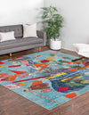 Colorburst Oasis Collection Area Rug -  Fresco Square Aqua  lifestyle 26