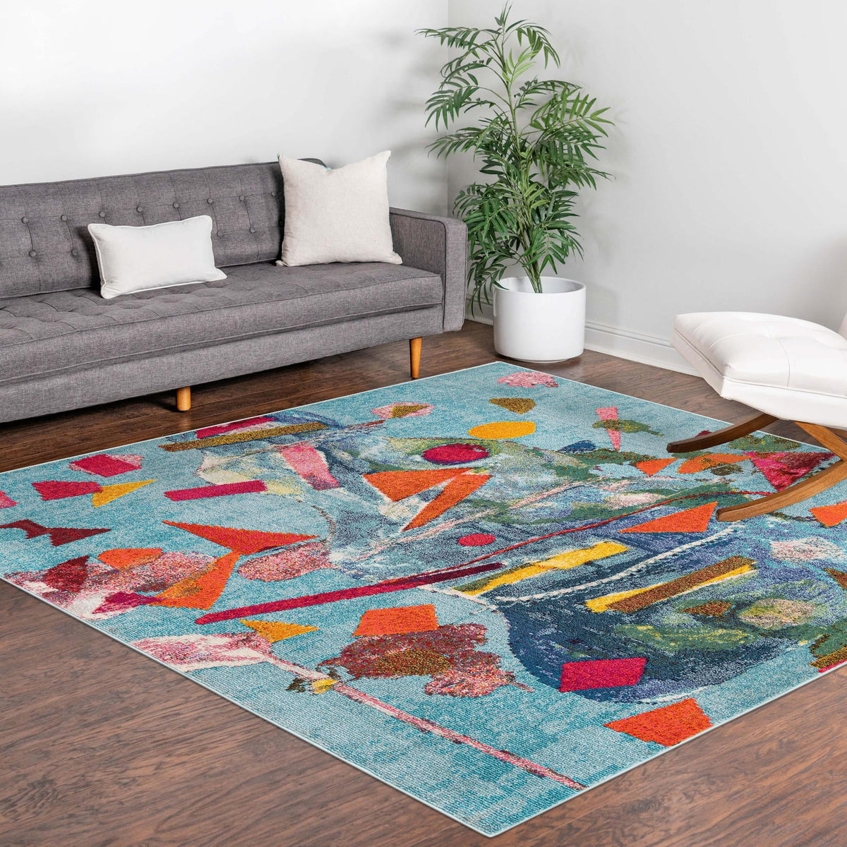 Colorburst Oasis Collection Area Rug -  Fresco Square Aqua  lifestyle 84