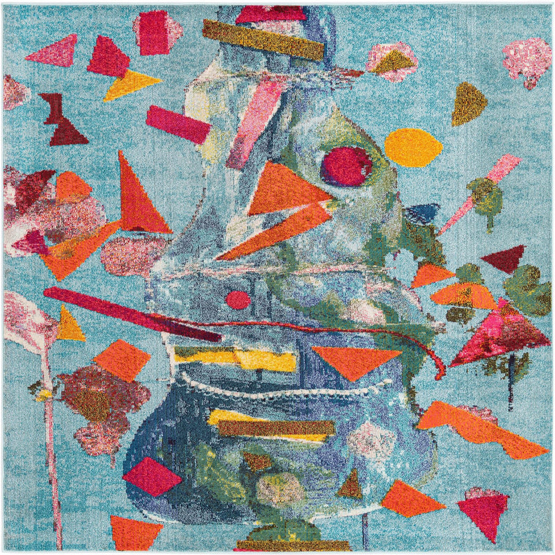 Colorburst Oasis Collection Area Rug -  Fresco Square Aqua  lifestyle 16