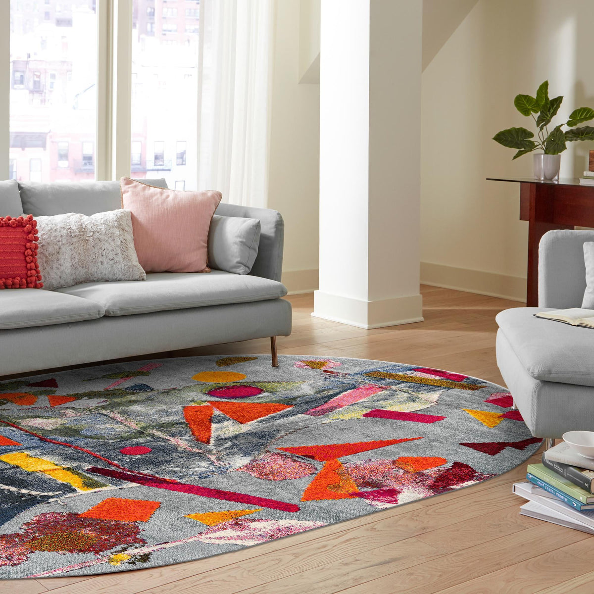 Colorburst Oasis Collection Area Rug -  Fresco Oval Aqua  lifestyle 85