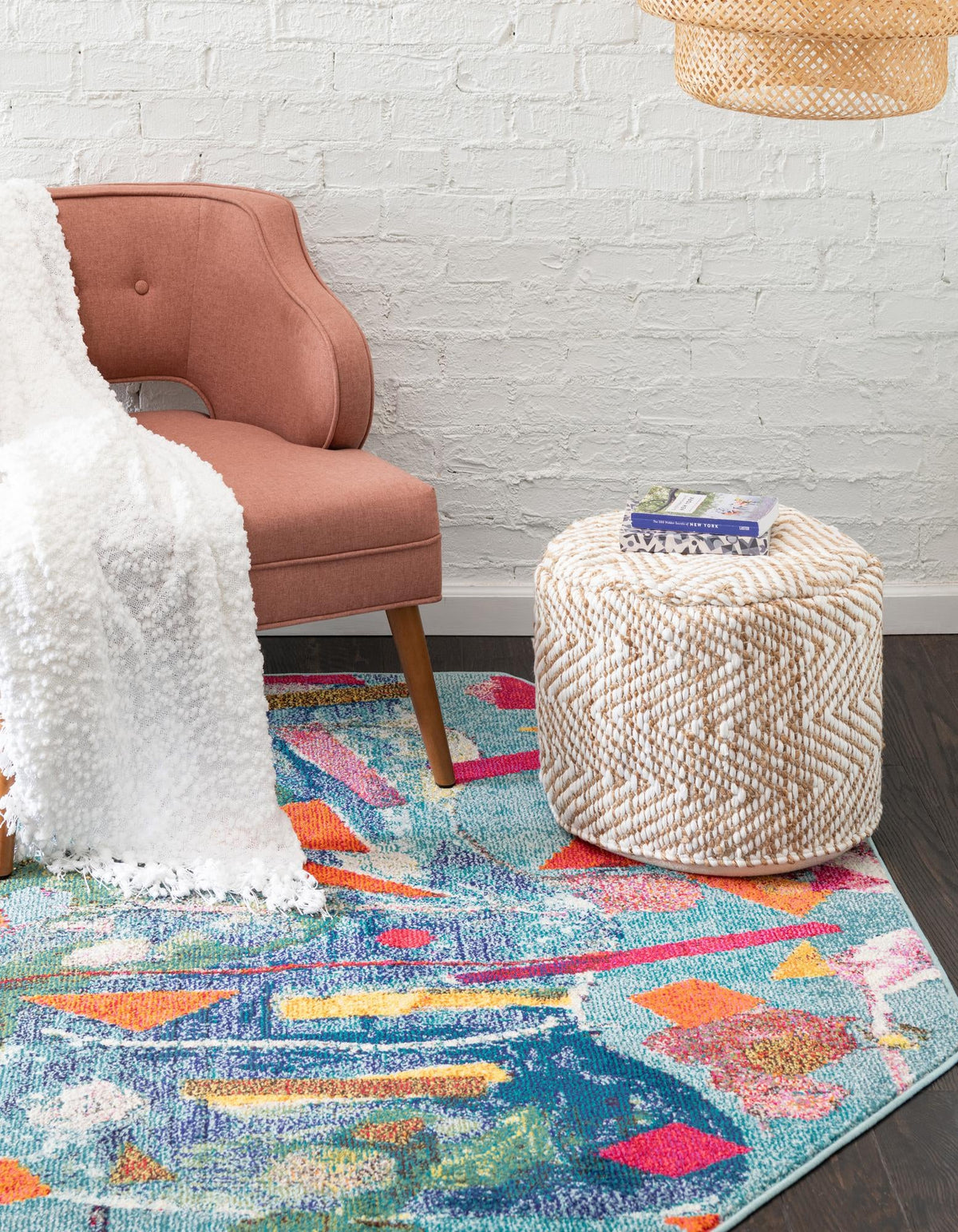 Colorburst Oasis Collection Area Rug -  Fresco Octagon Aqua  lifestyle 28