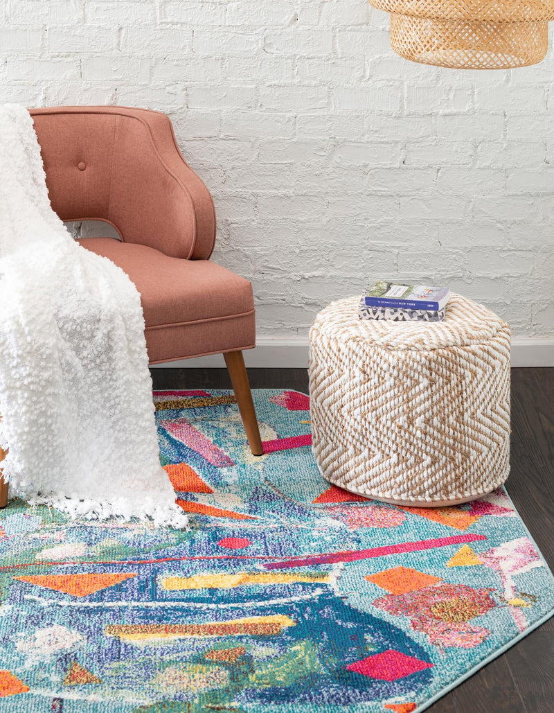 Colorburst Oasis Collection Area Rug -  Fresco Octagon Aqua  lifestyle 28