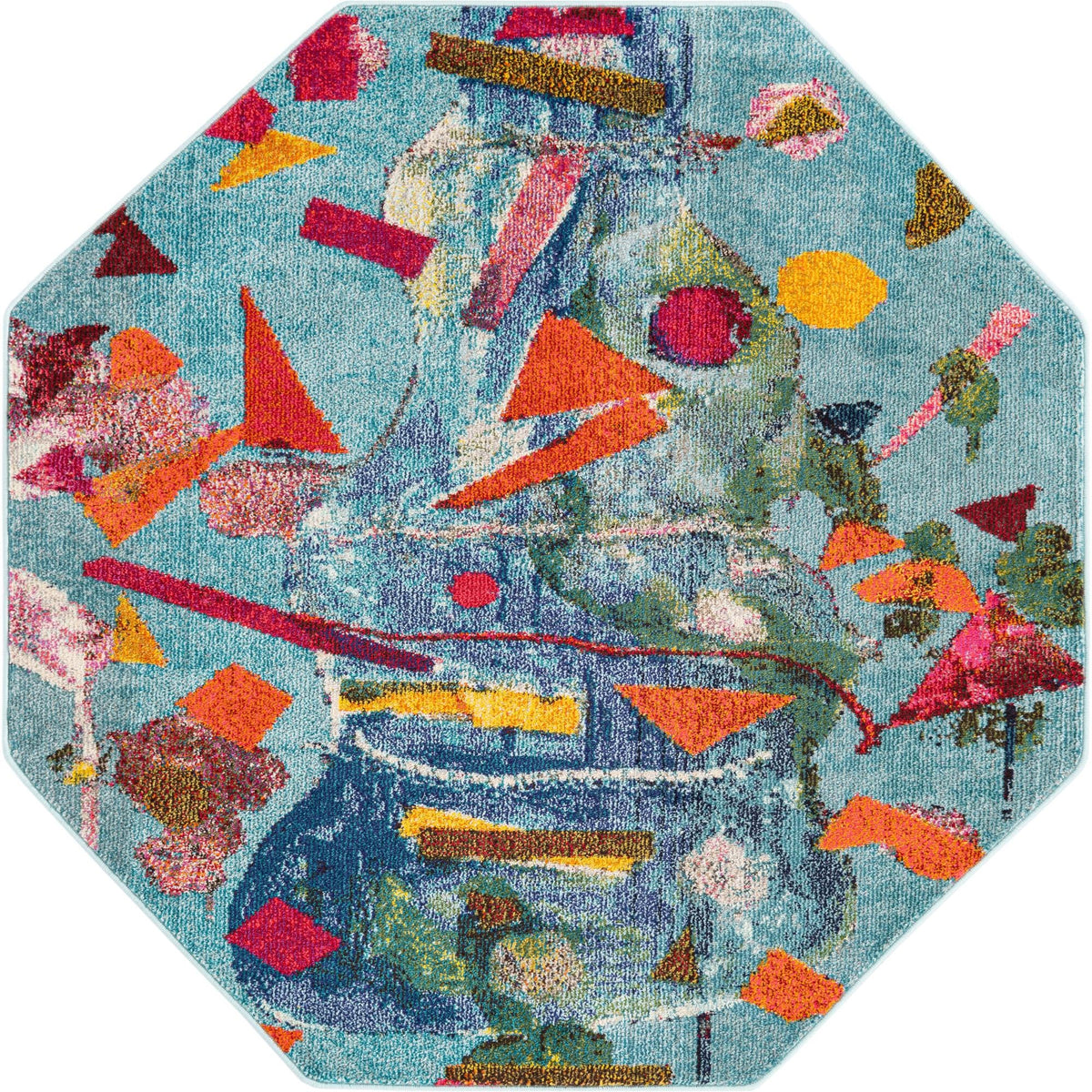 Colorburst Oasis Collection Area Rug -  Fresco Octagon Aqua  lifestyle 18