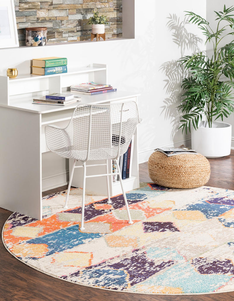 Colorburst Oasis Collection Area Rug -  Marina Round Ivory  lifestyle 20