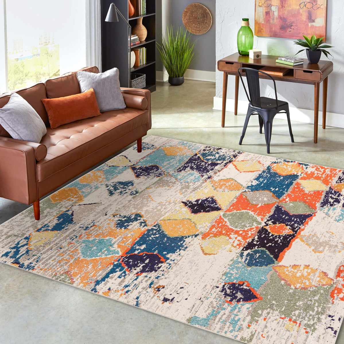 Colorburst Oasis Collection Area Rug -  Marina Square Ivory  lifestyle 82
