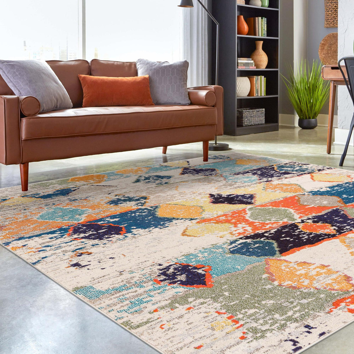 Colorburst Oasis Collection Area Rug -  Marina Square Ivory  lifestyle 84