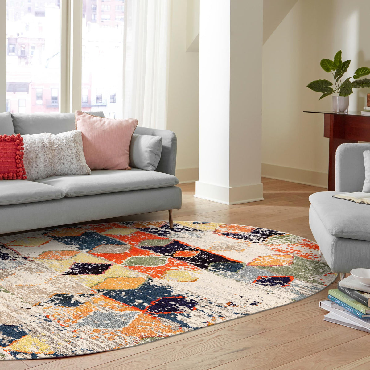 Colorburst Oasis Collection Area Rug -  Marina Oval Ivory  lifestyle 85